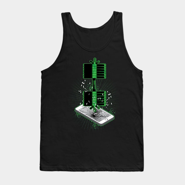 Dumbbell Crushes Cell Phone Tank Top by BigG1979